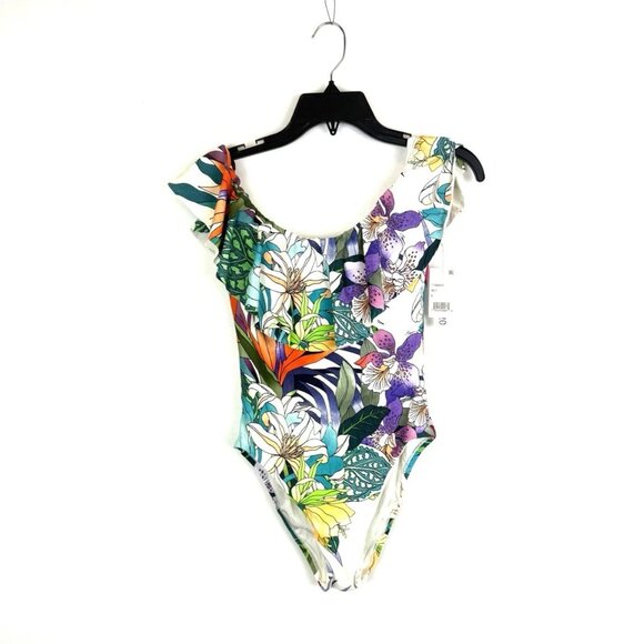 Trina Turk Women’s Off The Shoulder Floral One Piece Swimsuit Size 6 - Picture 1 of 4
